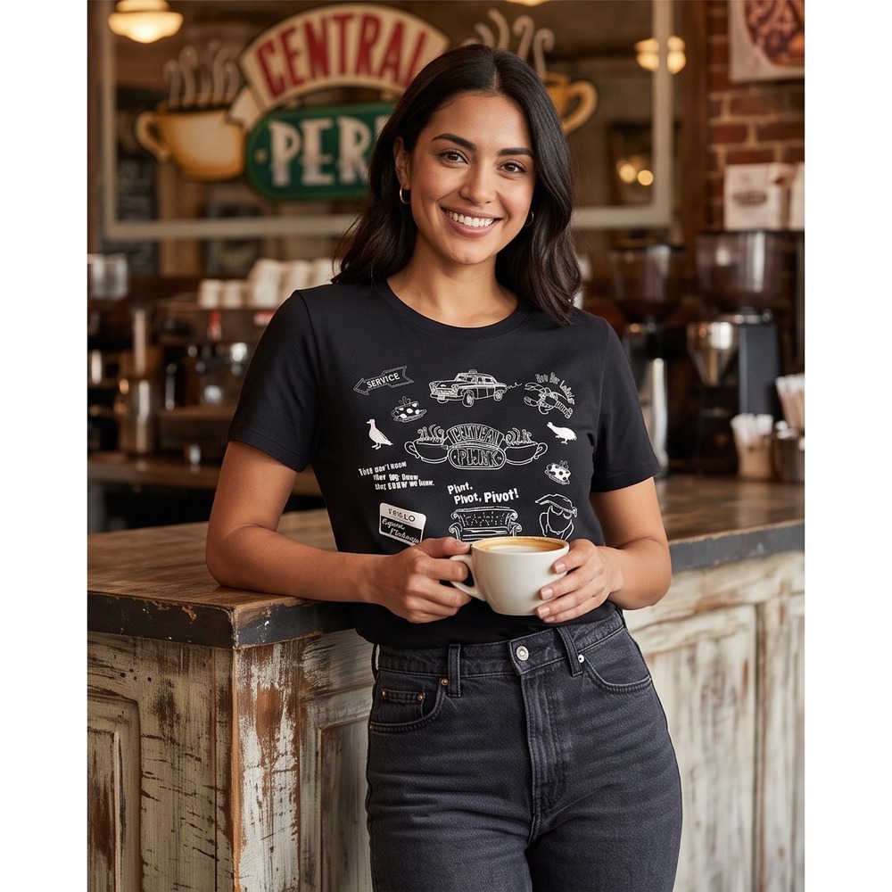 Friends TV Show Jr. XXL 19 Central Perk Graphic‎ T-Shirt Black 2X JT22799
